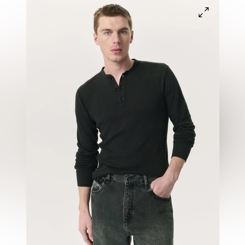 rag & bone Men's Black Long Sleeve Henley Size M